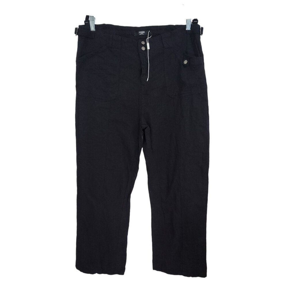 Jaded London Women Black Wide Leg Pants‎ Flat Front Double Button Waist Size W36